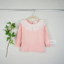 봄 프릴레이스 라운드긴팔티셔츠 여아 레이스티 SW01