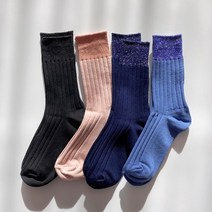 글리터 반짝이 펄 패션 가을 겨울 여자 양말 골지 긴목 면 삭스
