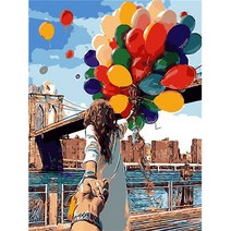 Aurora 보석십자수 캔버스형 DIY키트 40 x 50 cm, NO 118 인물 풍선과 손잡은 연인