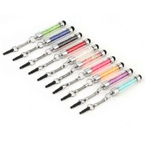 터치펜 FFFAS 다이아몬드 크리스탈 스타일러스 터치 스크린 펜 3.5mm 먼지 플러그 캡 2 인 1 아이폰 태블, 한개옵션1, 06 Black
