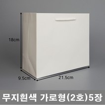 고급 무지 쇼핑백 흰색 5장 코팅 쇼핑백 종이 선물가방 (세로형 가로형), 5_무지 흰색 가로형 2호(5장)
