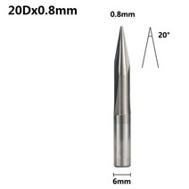 우드카빙키트 접목도 조각도 xcan cnc 조각 비트 6mm 생크 15202530도 v 모양 엔드 밀 cnc 라우터 비트 2 나무 조각 비트용 플루트 밀링 커터, 20dx0.8mm