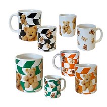 머그컵 강아지머그 귀여운컵 곰돌이컵 홈카페 Cotton bear mug (340ML), 작은곰돌이, 그린, 1개
