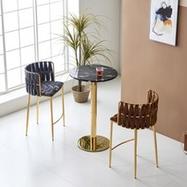 [쇼핑엔티] CZ4452 인조대리석 원형 바테이블 골드스틸 600, 색상:블랙