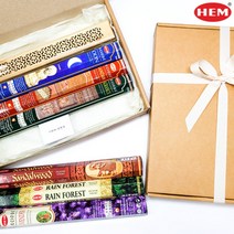 HEM 인센스 스틱 홀더 세트 집들이선물 6가지 향기 인도향, 더 문+레인 포레스트, 덮개형, 산다우드