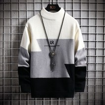 남자 긴팔 멜란 2XL 배색 니트 커플 코디 빅사이즈 스웨터 맨투맨 루즈핏 라운드넥 시밀러룩 가을 겨울