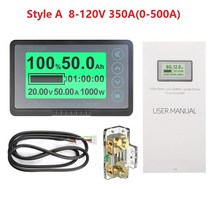 적산계 파워 뱅크 배터리 용량 테스터 TF03K DC 8-120V 50A/100A/350A/500A 전압 디스플레이 쿨롱 카운터, 03 Style A 8-120V 350A