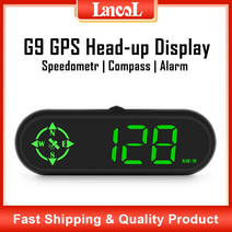 차량 속도계 hud 카플레이 모니터 g9 자동 gps 헤드 업 디스플레이 자동차 게이지 나침반 시계 운전 거리 보안 알람 전자 액세서리, 없음