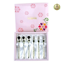 라이브잇 키친플라워 보리티타늄 티스푼포크 6P (ES3337) 단품, 스푼(3개)+포크(3개), 7세트