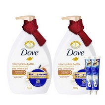 도브 바디워시 쉐어버터 1L x 2개+치약2개, 도브 바디워시 쉐어버터 1L x 2