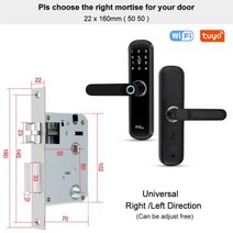 YiToo S3 WIFI 지문 잠금 Tuya APP 원격Rfid 카드암호키 잠금 해제와 방수 생체 인식 스마트 도어 잠금, 22x160mm, 다른