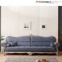 모디쉬갤러리 누박 원목가죽 명품 엔틱쇼파 알베르 1인용 4인용 스툴 고급 엔틱소파, 4인용 소파, 태풍네이비투톤