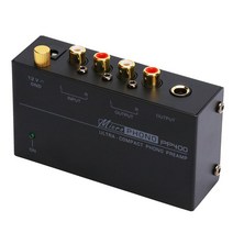 포노 턴테이블 프리앰프 PP400 소모품용 전자 오디오 스테레오 축음기, 10.3cmx5.7cmx3cm, 검은색, 금속