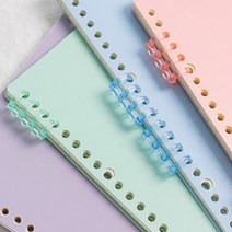 셀프 제본 4구 투명 컬러 4공 똑딱 링 책 스프링 미니 메모지 단어장 카드 수첩 만들기 클립퍼 철 펀치 코일 플라스틱 칼라, 색상, 분홍