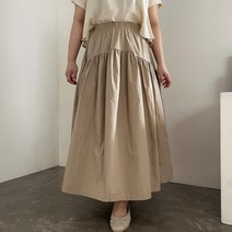 [비비애르] 코튼 셔링 밴딩 맥시 롱 스커트 캉캉 아방한 코디하기 좋은 데일리스커트