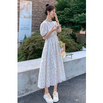 DFMEI 쁘띠 플라워 원피스 여 얇은 여름 프렌치 앤티크 클로징 첫사랑 스커트