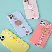 라인프렌즈 베이비 피규어 핑거 스트랩 핸드폰줄 끈, 브라운