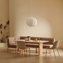 new 시즌컬러 한샘 포레 컴포트 6인 라운지세트 벤치1 코너벤치1 PP의자2 포함, 1800타원, 웜타우페, 오트밀(E), 화이트