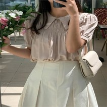 셀러허브(잡화) 여자 가을 카라넥 셔링 플리츠주름 블라우스