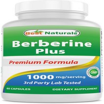Best Naturals Berberine Plus 1000 mg per serving 60 Capsules, 1개, 60정