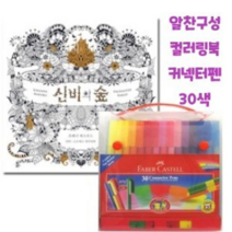 오너클랜 컬러링북세트 드로잉북세트 커넥터펜 30색 신비의숲, 본품, 단일