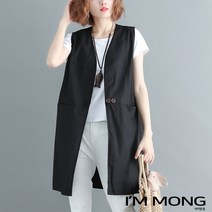 아이엠몽 여성 여름 빅사이즈 루즈핏 데일리 린넨 데일리 롱조끼 (BB1200HB) 오아이오