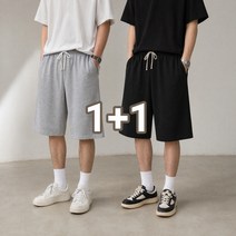 1+1 남자 반바지 여름용 트레이닝반바지 와이드 반바지 6부 시야오