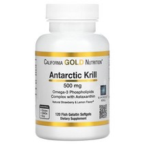 남극 크릴 오일 아스타잔틴 함유 오메가-3 인지질 복합물 천연 딸기 및 레몬 향 500 mg 120 소프트젤, 120 Count