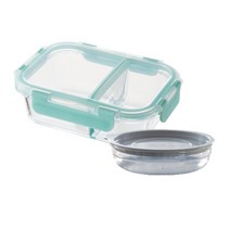 락앤락 내열 유리 나눔 밀폐용기 [+가쯔 용기] 냉동 밥 보관 용기 전자레인지 반찬통 칸칸이 직사각 용기, 2칸 600ml +가쯔