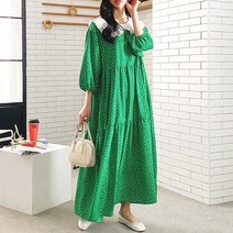 베시시걸 러블리 플로랄 패턴 캉캉 스타일 카라 루즈핏 롱원피스 빅사이즈 임부복