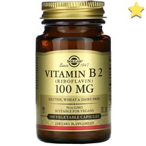 솔가 Vitamin B2 Riboflavin 100mg 100 Capsules, 1개, 기본