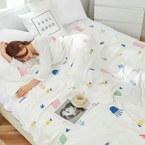 리진 대나무섬유 여름이불 퀸 200X230cm, 블루피쉬