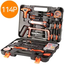 도매짱 114P 공구 세트 / 망치 스패너 펜치 육각 렌치 드라이버 롱노우즈 복스알 톱 줄자 가정용 / 일자 십자 검전 / 수공구 (domejjang), 공구세트 114p