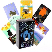 타로카드 TAROT 타로마스터 네온 문 타로 데크 - 운명 점 보드 게임 타로 및 다양한 타로 옵션을 위한 턱 상자 타로 카드가 있는 포켓 크기, 피는 고양이, 피는 고양이