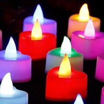 LED 촛불 양초 티라이트 캔들 집회 프로포즈 기념일 전자 촛불, 하트-LED미니캔들-혼합색상 24개