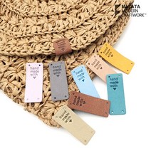 마크라메 뜨개 재료 스웨이드 접는 방식 핸드메이드 라벨 택, 6.스카이블루
