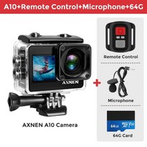 AXNEN A10 액션 카메라 울트라 HD 4K 30FPS 20, Add RC Mic and 64G_Bundle7