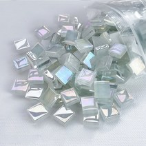 취미 재료 모자이크 공예 80g/2.82oz 리스 유리 타일 눈부신 1cm 광장 diy 아트 안경 꽃병 벽 장식 대량, white