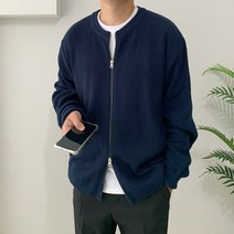 남자 간절기 투웨이집업 믹스하찌 니트가디건