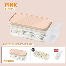 제빙기 카페제빙기 제빙기50Kg 실리콘 아이스 몰드 및 스토리지 박스 2 In 1 트레이 만들기 세트 메이커 바 주방 용품 스툴 큐브 DIY, [03] Pink