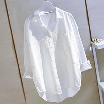 와이드 캐주얼 투포켓 셔츠 여 Yanyan