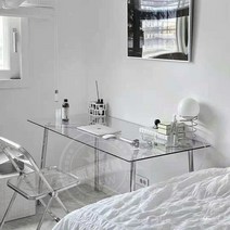 미드 센추리 투명 아크릴 유리 책상 테이블 작업대 서재 테이블 모던 심플 테이블, 맞춤 제작 지원