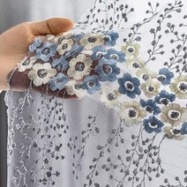 꽃무늬커튼 자수레이스커튼 속지 커튼 회색 흰색 그라디언트 미니 꽃 자 수 Tulle 거실 커피 발코니 부엌 파티션 원사 거 즈 Drapes 4