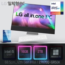 LG 일체형PC(12세대) 27V70Q-GR50K [이벤트 한컴오피스 증정], 27V70Q-GR50K 램16GB + SSD2TB