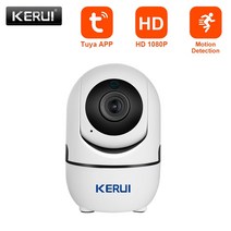 가정용 홈 무선 실시간 현관 강아지 방범용 캠 cctv KERUI 미니 사이즈 WiFi IP 카메라 HD1080P Tuya 앱 실내 카메라 보안 WIFI 감시 야간 투시경 모션, 1080P IP 카메라, 협동사, 미국 플러그