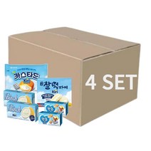 롯데 존맛탱 사무실 탕비실 아이들 영양간식 군것질 끼리크림치즈(카스타드230g+찰떡파이250g+빈츠102gx2개+칸쵸54gx2개), 4개