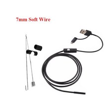 리지드내시경7mm HD 내시경 카메라 방수 IP67 3IN1 미니 1 M 2M 마이크로 USB 산업용 LED 자동차 검사 PC/, 02 7mm soft Wire_02 2m