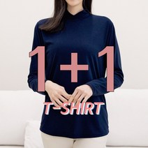 (1+1) 엄마옷 기모 겨울 튤립 반목 이너 얇은 면 스판 폴라 긴팔 티셔츠 마담옷 40-50대 미시옷 중년 여성