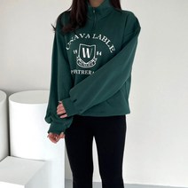 에이블 레터링 반집업 아노락 루즈핏 기모 맨투맨