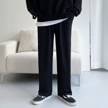 독보남 따뜻한 가을 와이드 밴딩팬츠 통바지 고무줄스판 피치 기모 바지 5244